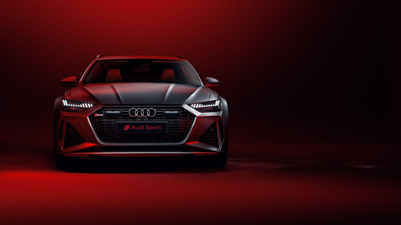 Red Audi sports car viewed from the front