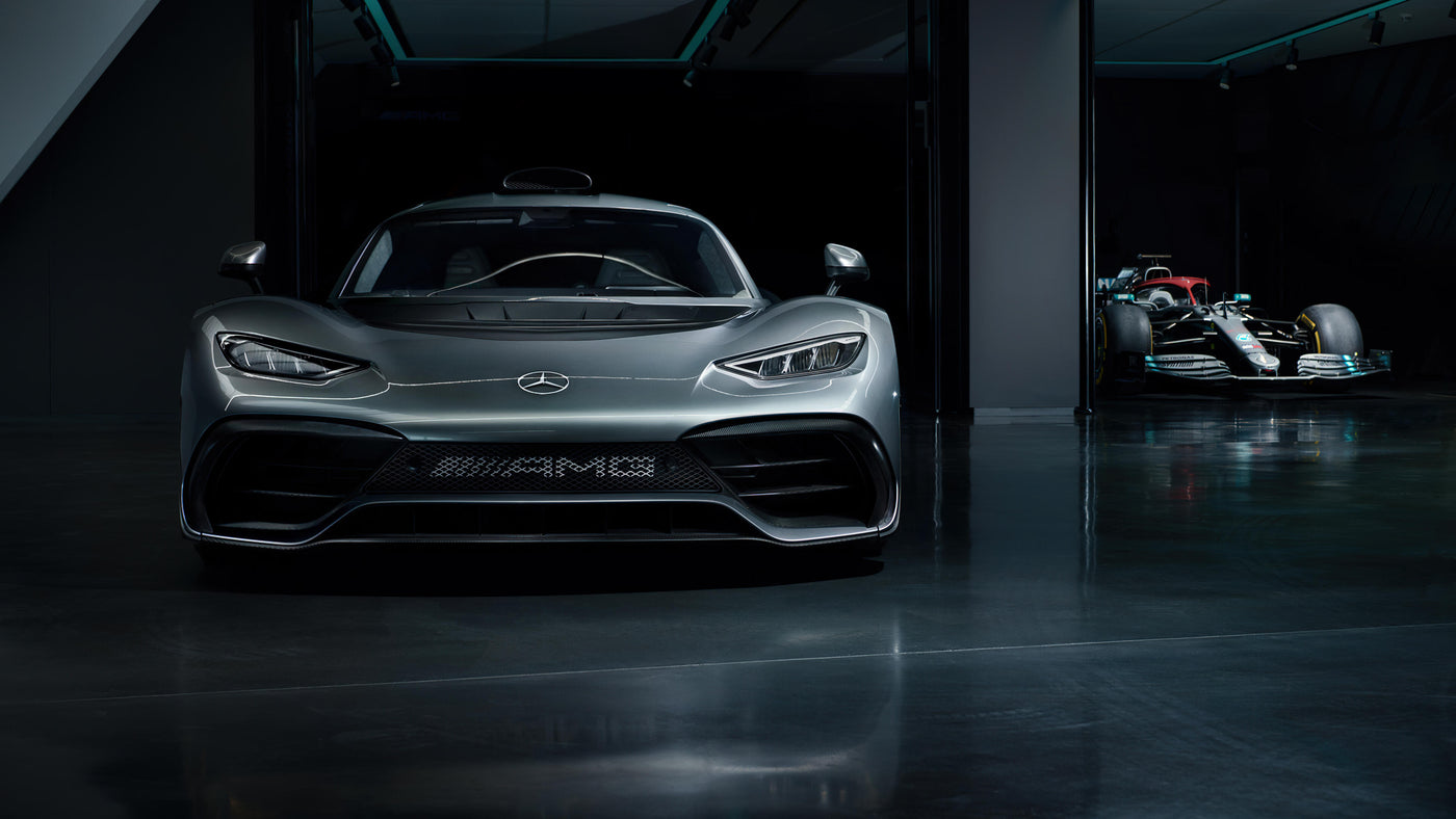 Mercedes-AMG sports car viewed from the front
